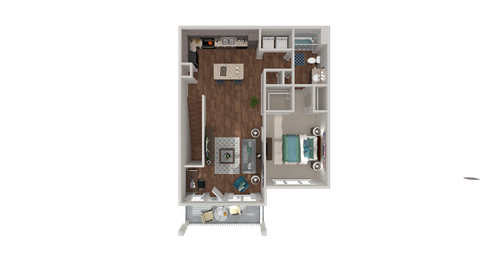 Floor plan for 1 bed, 1 bath, 797 sqft
